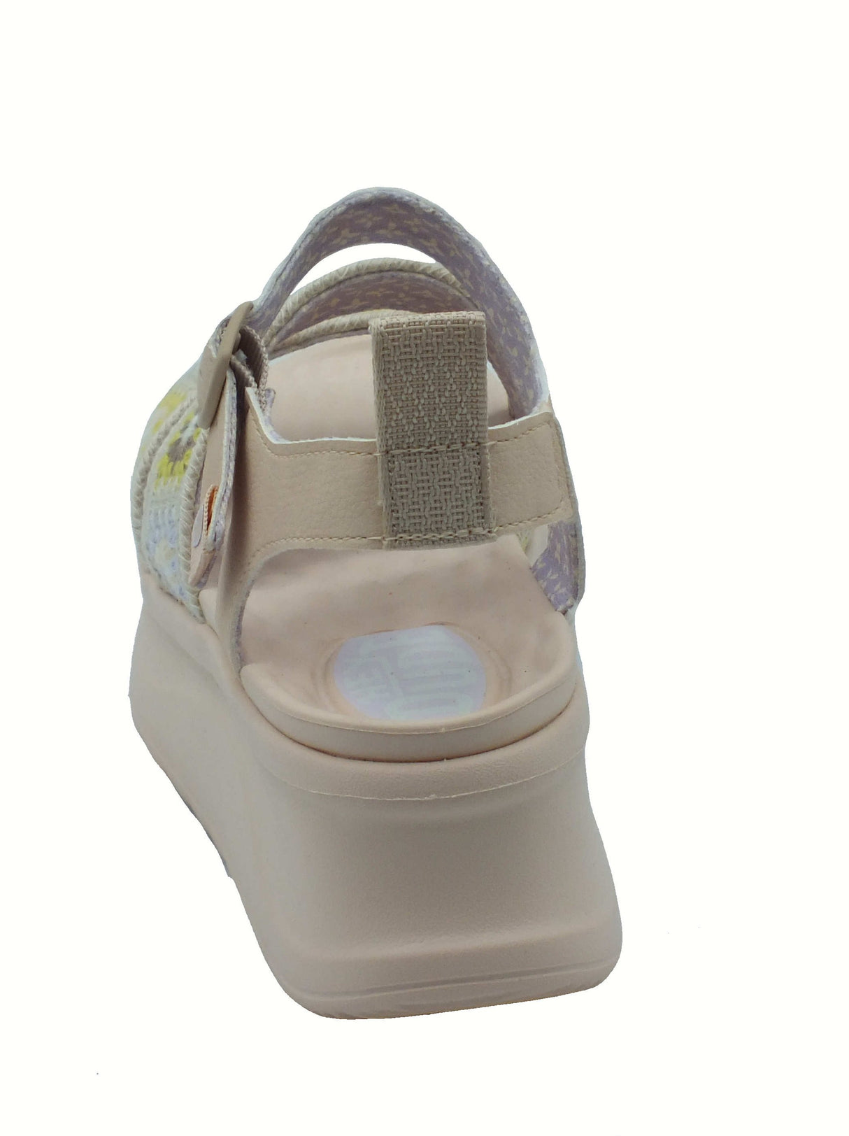 Hey Dude HeyDude 43200 Delray Buckle Cottage Crochet Erget Multi Sandali Donna tessuto beige zeppa alta beige