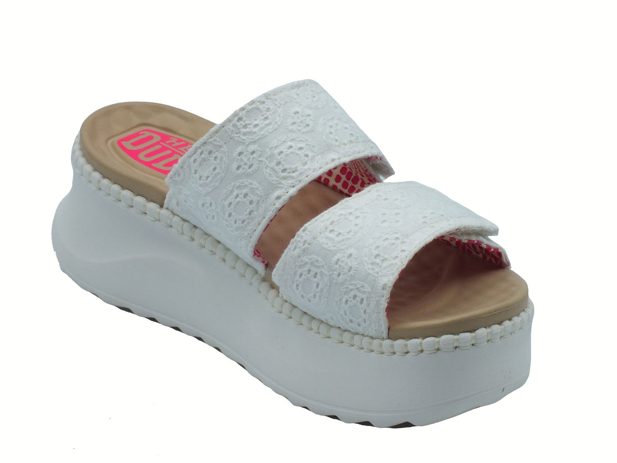 Hey Dude HeyDude 43203 Delray Slide Eyelet White Sandali Scalsati per Donna in tessuto sangallo White