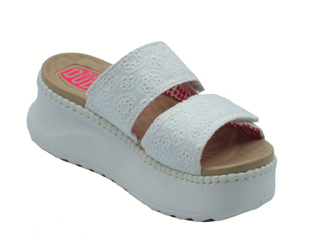 Hey Dude HeyDude 43203 Delray Slide Eyelet White Sandali Scalsati per Donna in tessuto sangallo White