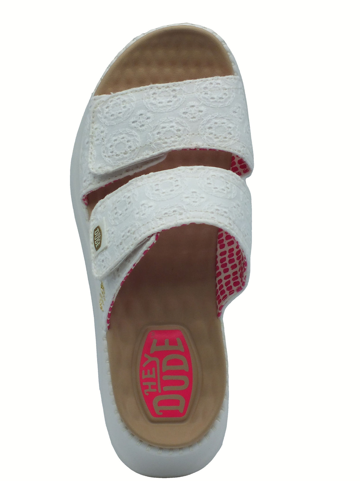 Hey Dude HeyDude 43203 Delray Slide Eyelet White Sandali Scalsati per Donna in tessuto sangallo White