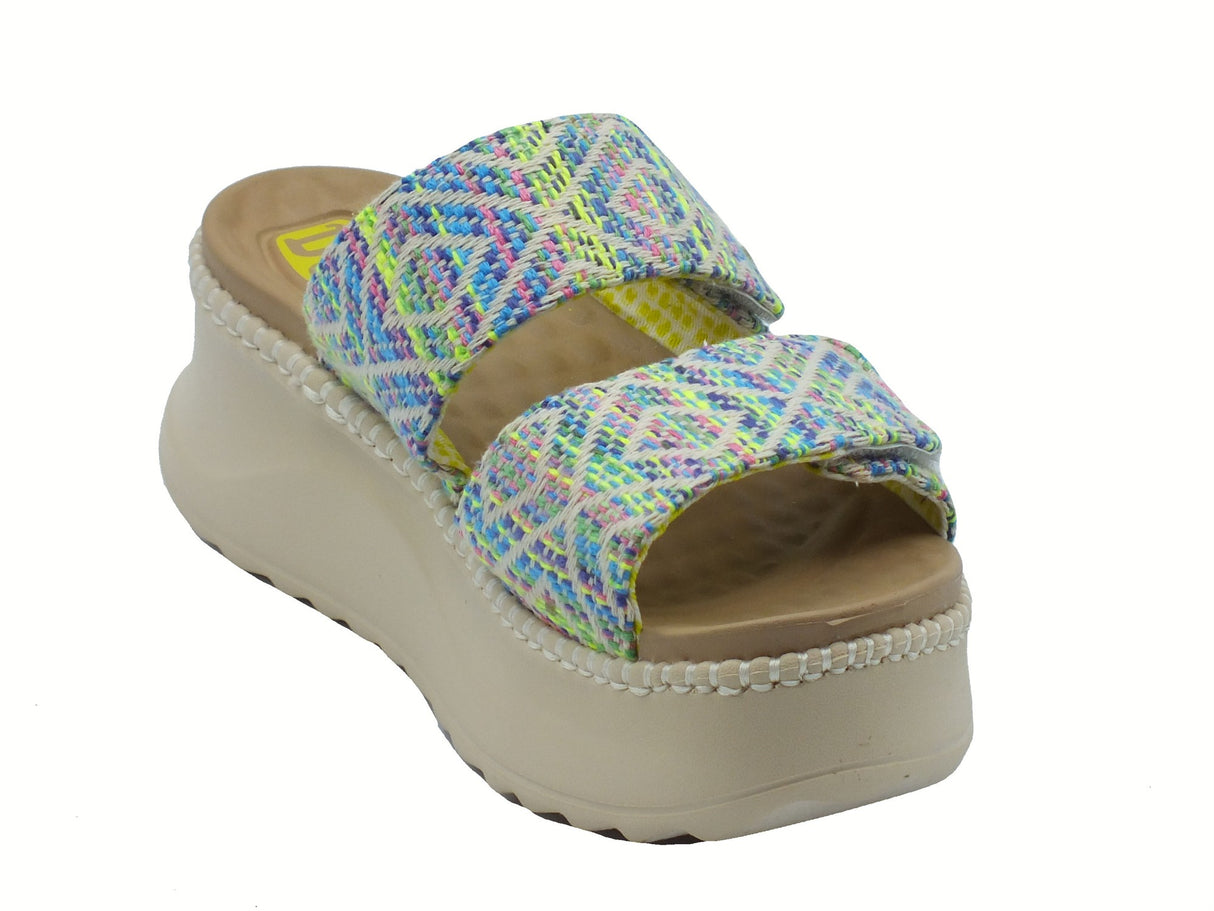 Hey Dude HeyDude 43210 Delray Slide Surf Baja Blue Multi Sandali Scalsati per Donna in tessuto Blue Multi