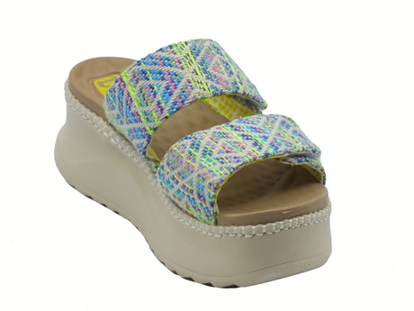 Hey Dude HeyDude 43210 Delray Slide Surf Baja Blue Multi Sandali Scalsati per Donna in tessuto Blue Multi