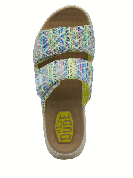 Hey Dude HeyDude 43210 Delray Slide Surf Baja Blue Multi Sandali Scalsati per Donna in tessuto Blue Multi