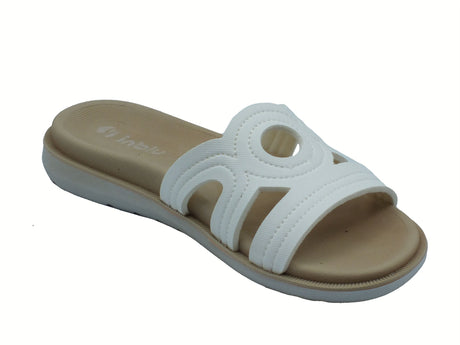 InBlu InBlu SF000005 Bianco Ciabatte per Donna in gomma con zeppa bassa Bianco