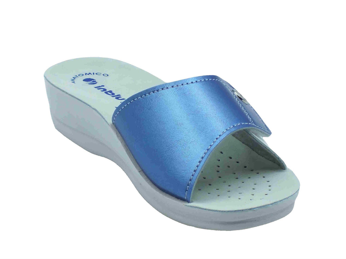 InBlu InBlu VR000061 Jeans Ciabatte per Donna in ecopelle con chiusra a strappo e zeppa bassa Jeans