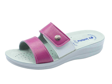 InBlu InBlu VR000063 Fucsia Ciabatte per Donna in ecopelle con chiusra a strappo e zeppa bassa Fucsia