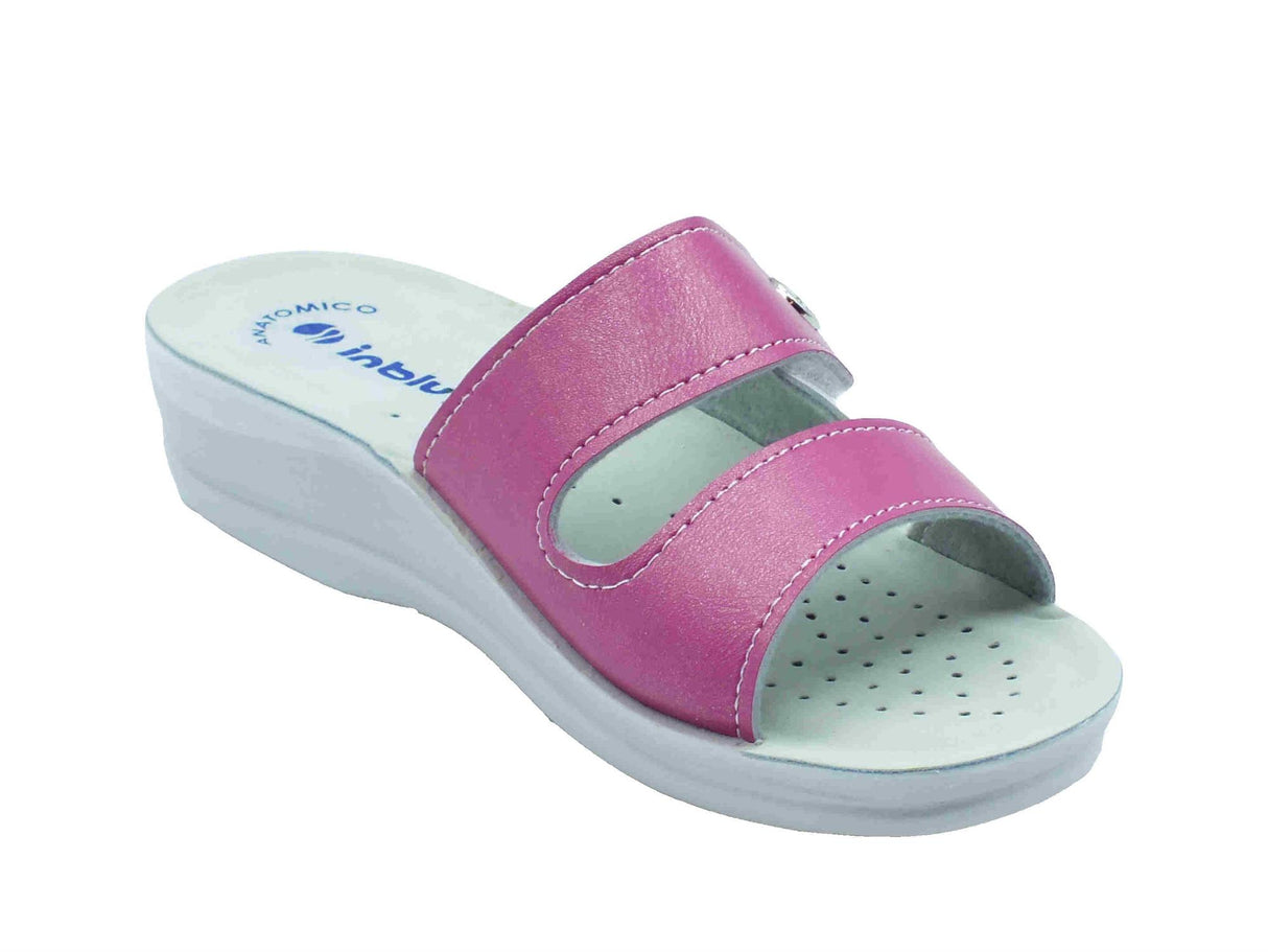 InBlu InBlu VR000063 Fucsia Ciabatte per Donna in ecopelle con chiusra a strappo e zeppa bassa Fucsia