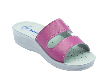 InBlu InBlu VR000063 Fucsia Ciabatte per Donna in ecopelle con chiusra a strappo e zeppa bassa Fucsia