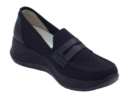 Igi&Co Igi&Co 7652511 Nero Mocassini per Donna in tessuto zeppa media Nero
