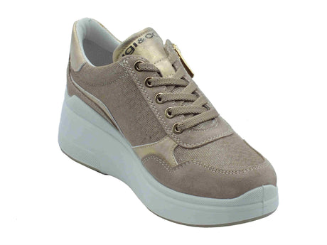 Igi&Co Igi&Co 7653200 Scam Visone Sneakers Confort per Donna in nabuk con lacci e lampo e zeppa alta Visone