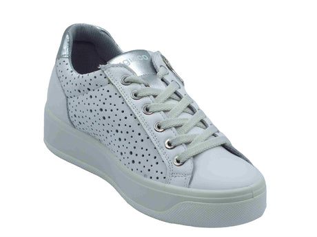 Igi&Co Igi&Co 7656455 Nappa Soft Bianco Sneakers confort per Donna in pelle con lacci e lampo Bianco