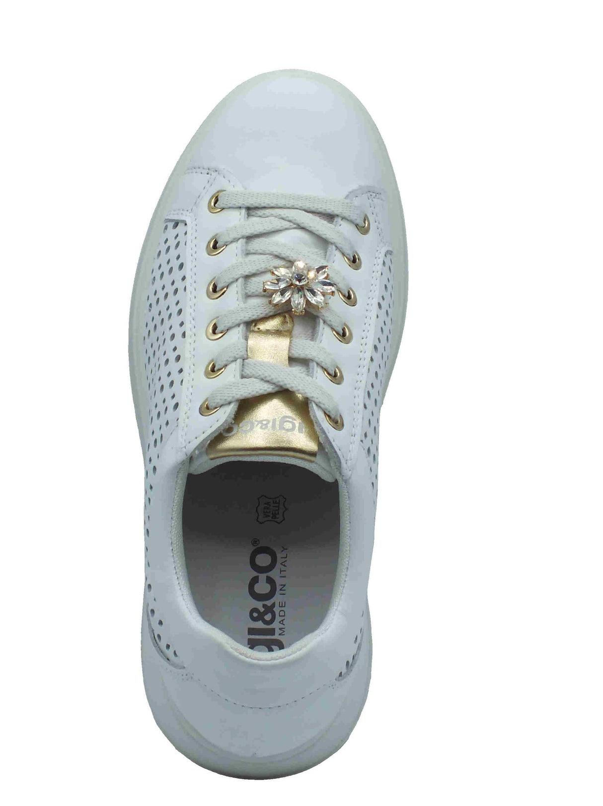 Igi&Co Igi&Co 7657222 Nappa Soft Bianco Sneakers per Donna in pelle con zeppa alta Bianco