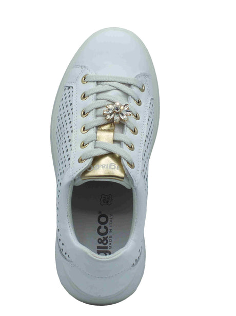 Igi&Co Igi&Co 7657222 Nappa Soft Bianco Sneakers per Donna in pelle con zeppa alta Bianco