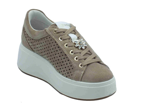 Igi&Co Igi&Co 7657233 Scamosciato Avorio Sneakers per Donna in nabuk con zeppa alta Avorio