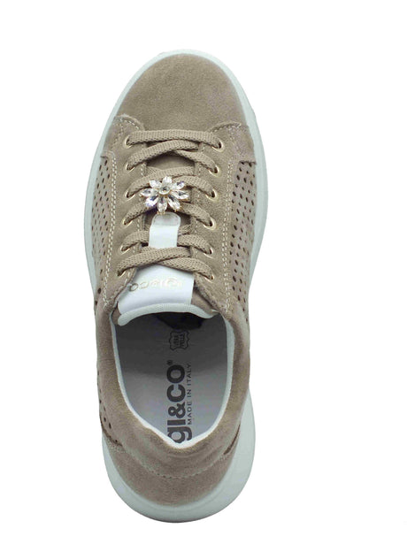 Igi&Co Igi&Co 7657233 Scamosciato Avorio Sneakers per Donna in nabuk con zeppa alta Avorio