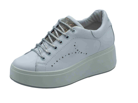 Igi&Co Igi&Co 7657300 Nappa Soft Bianco Sneakers per Donna in pelle con zeppa alta interna Bianco