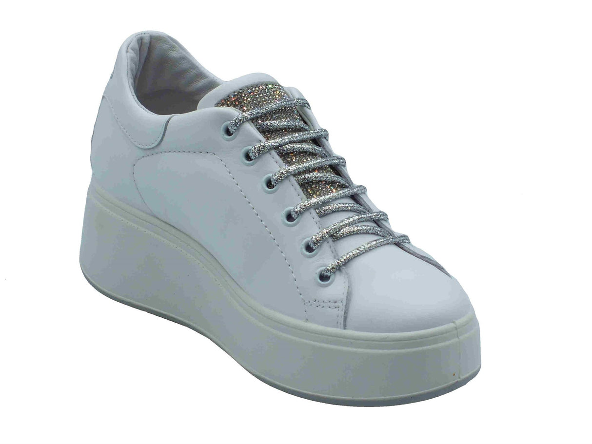 Igi&Co Igi&Co 7657300 Nappa Soft Bianco Sneakers per Donna in pelle con zeppa alta interna Bianco
