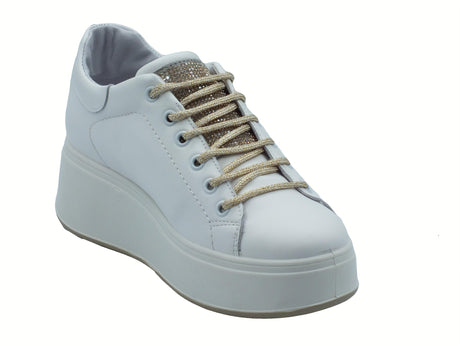 Igi&Co Igi&Co 7657311 Nappa Soft Bianco Sneakers per Donna in pelle con zeppa alta Bianco