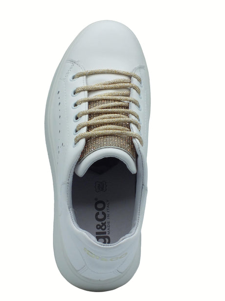 Igi&Co Igi&Co 7657311 Nappa Soft Bianco Sneakers per Donna in pelle con zeppa alta Bianco