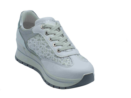 Igi&Co Igi&Co 7660300 Nappa Rete Bianco Sneakers Confort per Donna in pelle e rete zeppa media Bianco
