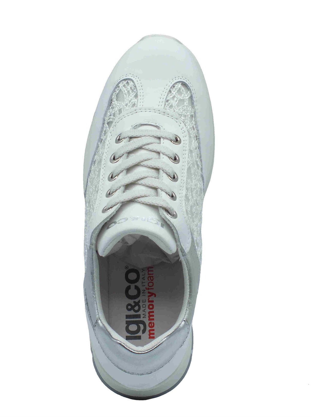Igi&Co Igi&Co 7660300 Nappa Rete Bianco Sneakers Confort per Donna in pelle e rete zeppa media Bianco