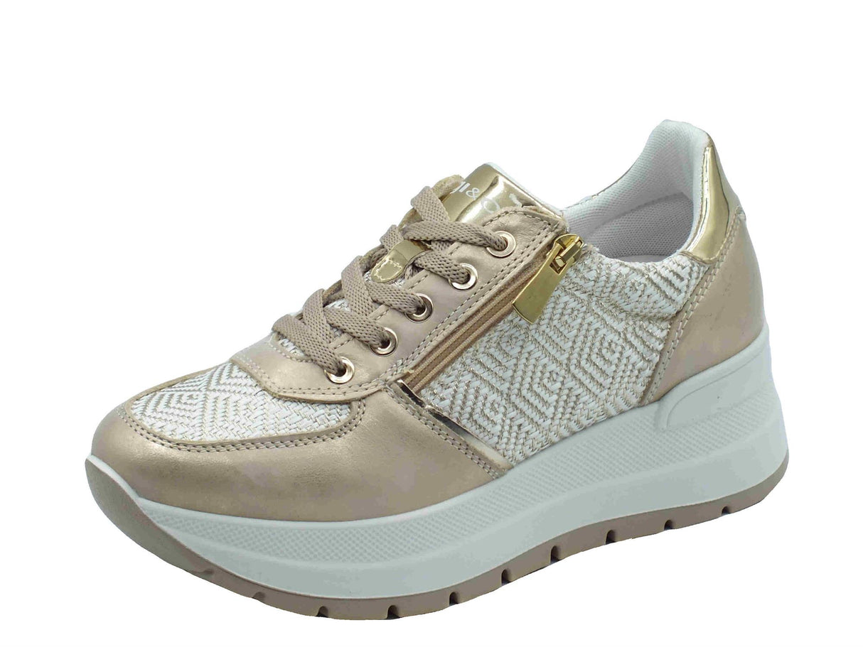 Igi&Co Igi&Co 7661311 Lam. Avorio Sneakers Confort per Donna in tessuto e pelle Avorio