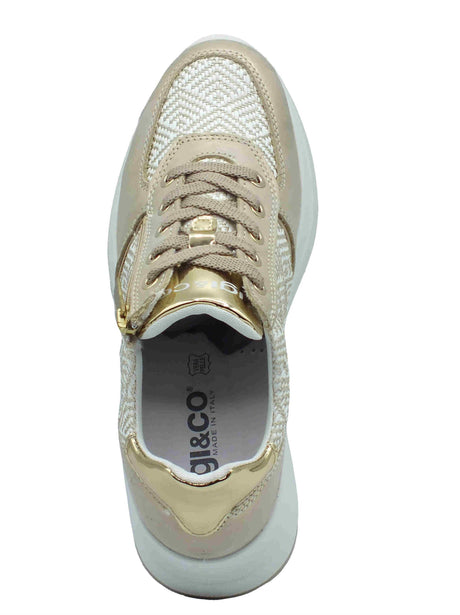Igi&Co Igi&Co 7661311 Lam. Avorio Sneakers Confort per Donna in tessuto e pelle Avorio