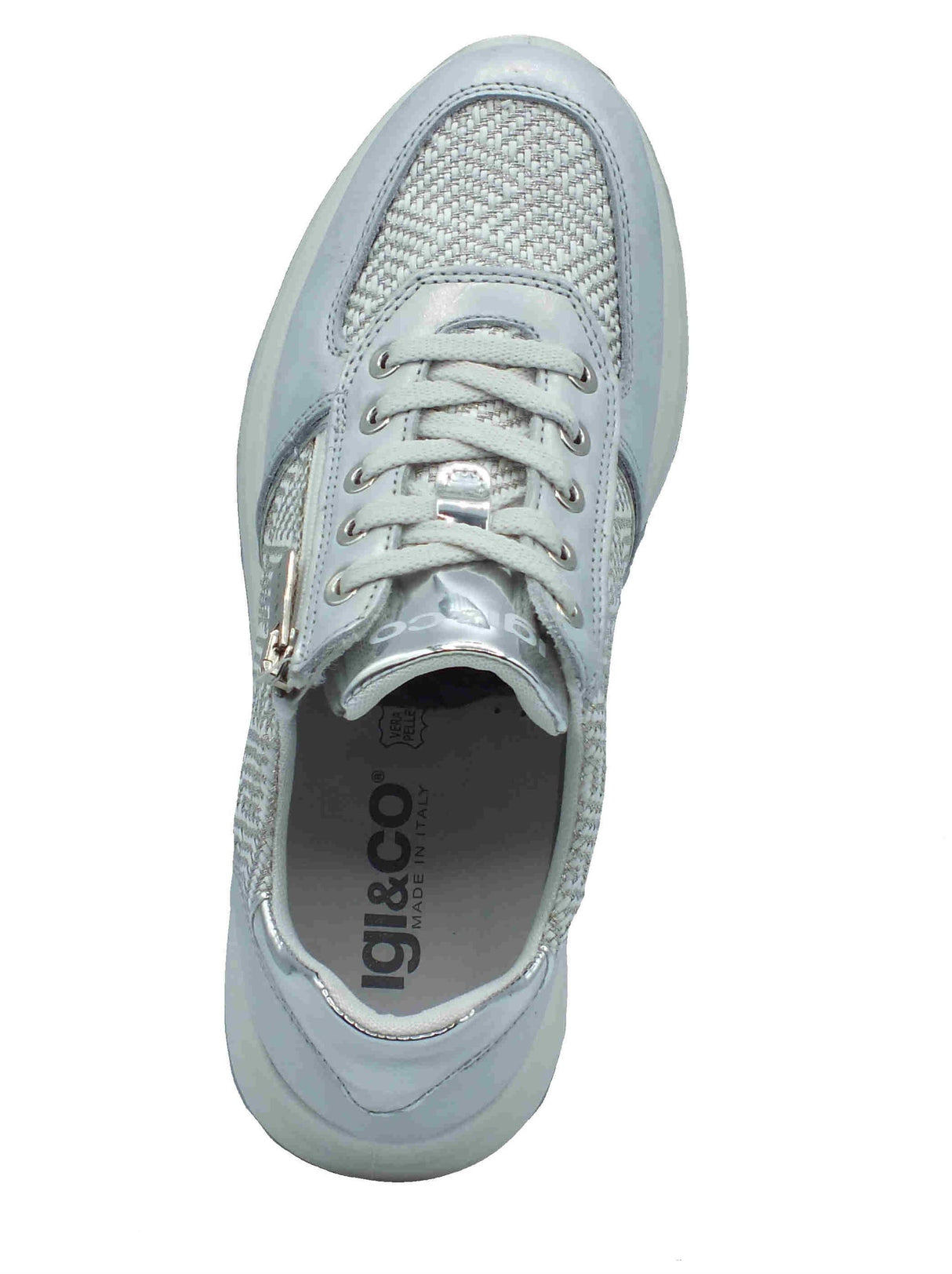 Igi&Co Igi&Co 7661322 Lam. Bianco Sneakers Confort per Donna in tessuto e pelle Bianco