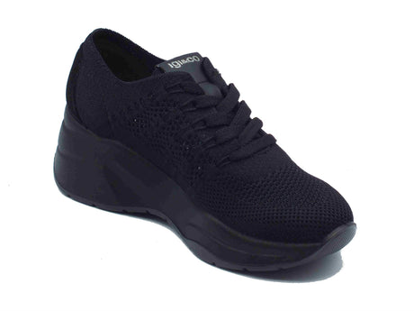 Igi&Co Igi&Co 7662600 Nero Sneakers per Donna in tessuto con zeppa alta Nero