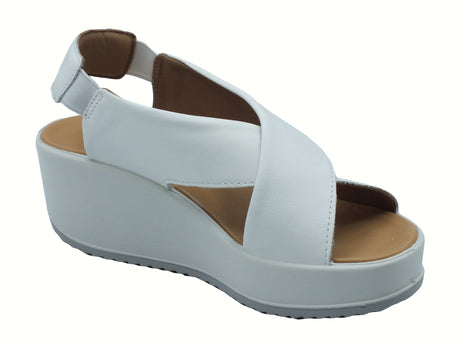 Igi&Co Igi&Co 7665744 Nappa Soft Bianco Sandali per Donna in pelle con zeppa alta Bianco