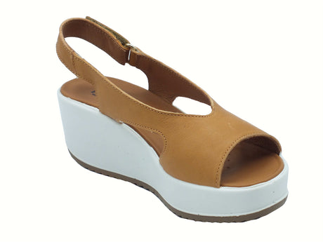 Igi&Co Igi&Co 7666022 Capra Tamponata Biscotto Sandali per Donna in pelle con zeppa alta e strappo marrone