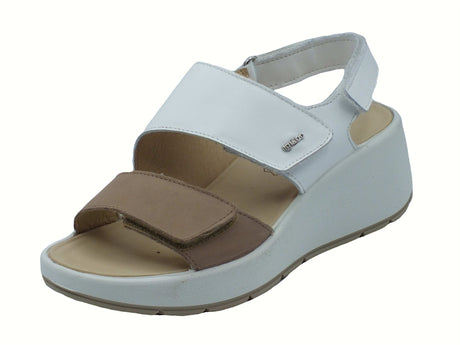 Igi&Co Igi&Co 7666500 Nabuk Nappa Bianco Sandali per Donna in pelle con zeppa media triplo strappo Nappa Bianco