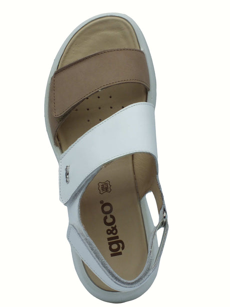 Igi&Co Igi&Co 7666500 Nabuk Nappa Bianco Sandali per Donna in pelle con zeppa media triplo strappo Nappa Bianco