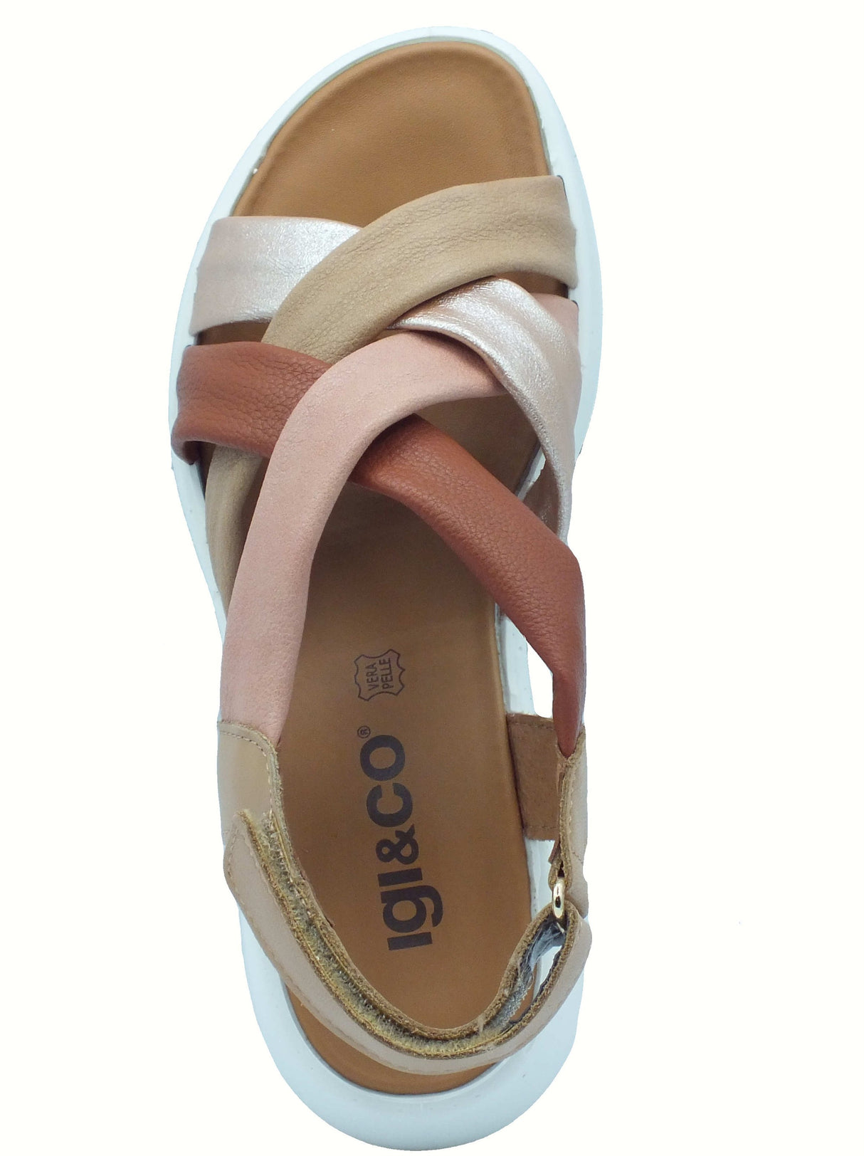 Igi&Co Igi&Co 7666711 Nappa Taupe Sandali per Donna in pelle con zeppa alta chiusura strappo Taupe