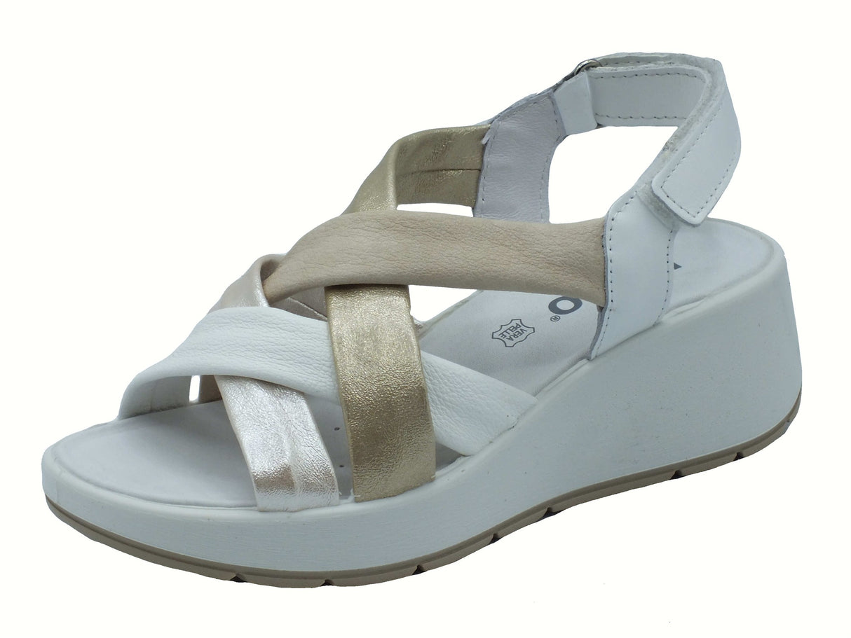 Igi&Co Igi&Co 7666722 Nappa Bianco Sandali per Donna in pelle con zeppa alta chiusura strappo Bianco