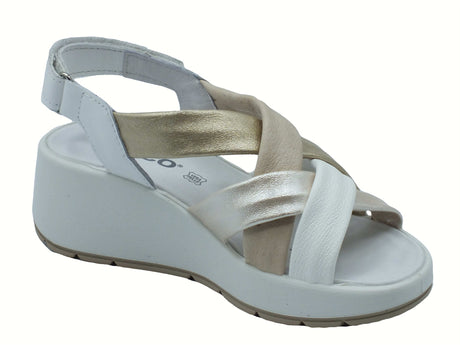 Igi&Co Igi&Co 7666722 Nappa Bianco Sandali per Donna in pelle con zeppa alta chiusura strappo Bianco