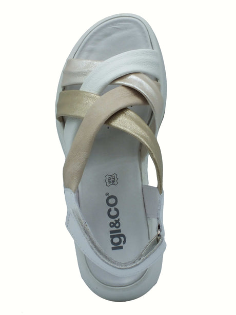 Igi&Co Igi&Co 7666722 Nappa Bianco Sandali per Donna in pelle con zeppa alta chiusura strappo Bianco