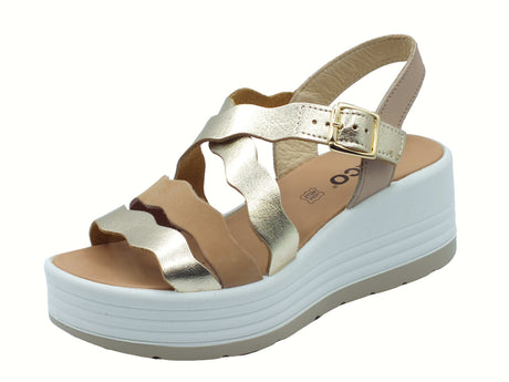 Igi&Co Igi&Co 7667100 Perlato Platino Sandali per Donna con zeppa alta in pelle con fibietta Platino