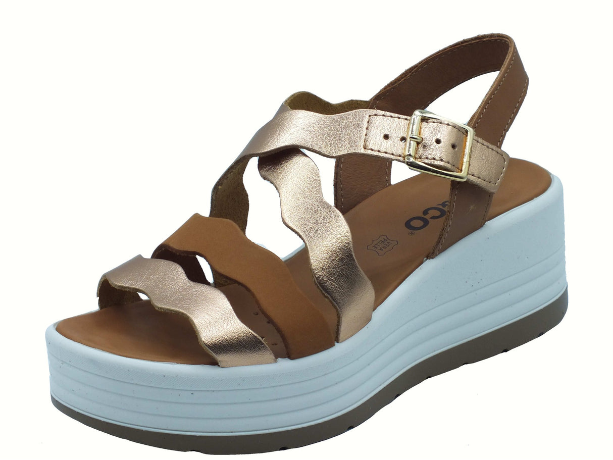 Igi&Co Igi&Co 7667122 Perlato Cipria Sandali per Donna con zeppa alta in pelle rosa con fibietta Cipria