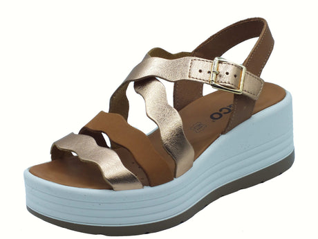 Igi&Co Igi&Co 7667122 Perlato Cipria Sandali per Donna con zeppa alta in pelle rosa con fibietta Cipria