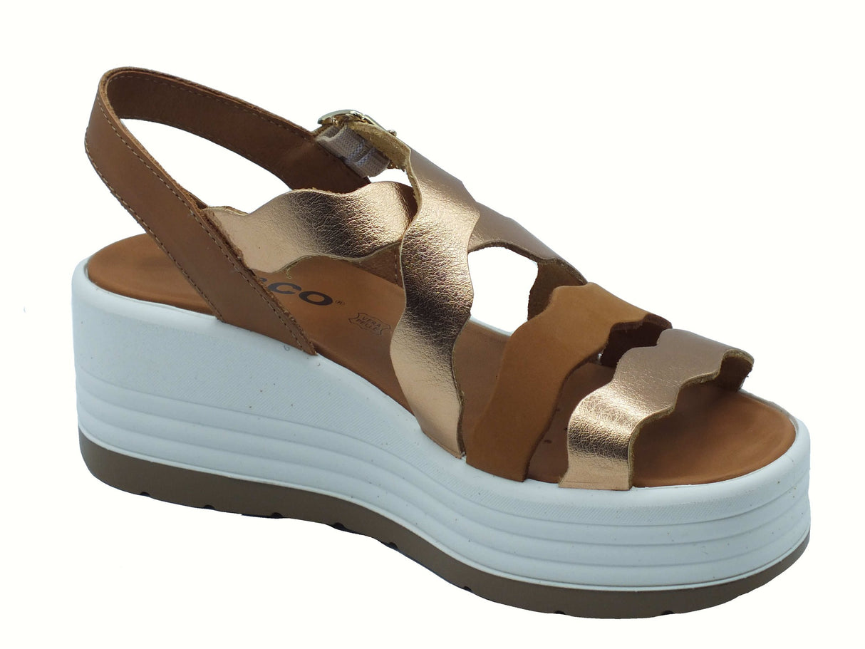 Igi&Co Igi&Co 7667122 Perlato Cipria Sandali per Donna con zeppa alta in pelle rosa con fibietta Cipria