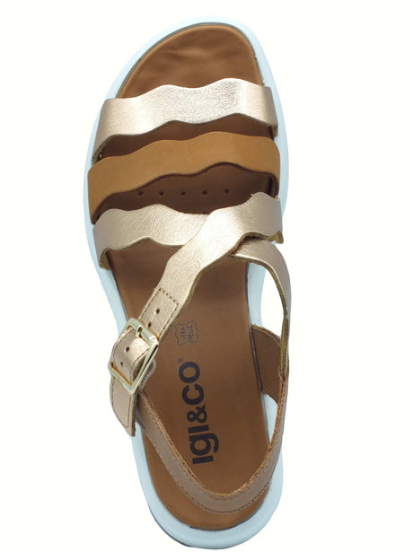 Igi&Co Igi&Co 7667122 Perlato Cipria Sandali per Donna con zeppa alta in pelle rosa con fibietta Cipria