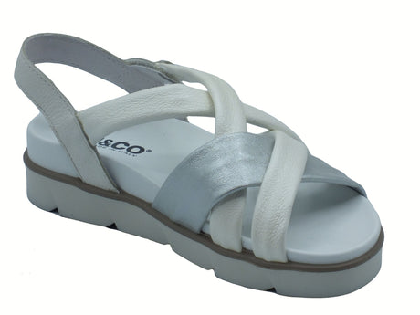 Igi&Co Igi&Co 7668933 Nappa Avorio Sandali per Donna in pelle con zeppa bassa con strappo bianco