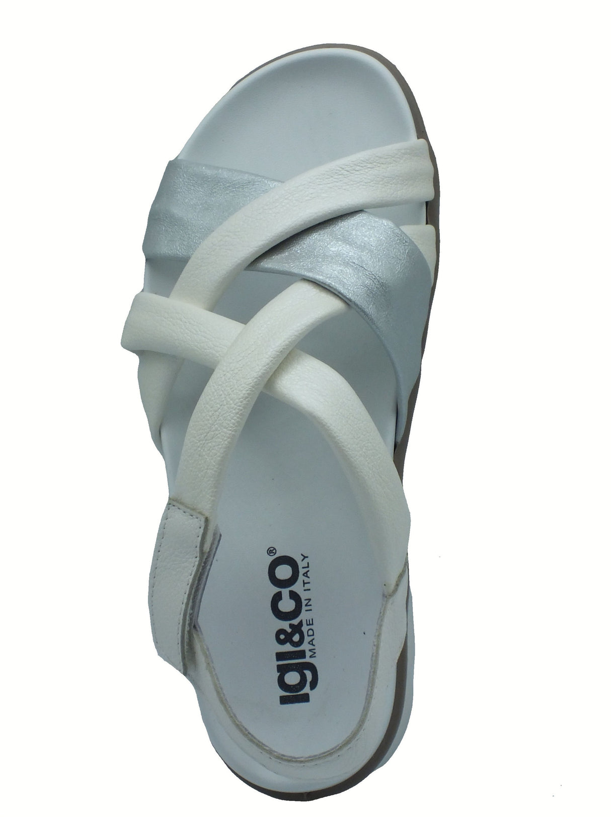 Igi&Co Igi&Co 7668933 Nappa Avorio Sandali per Donna in pelle con zeppa bassa con strappo bianco