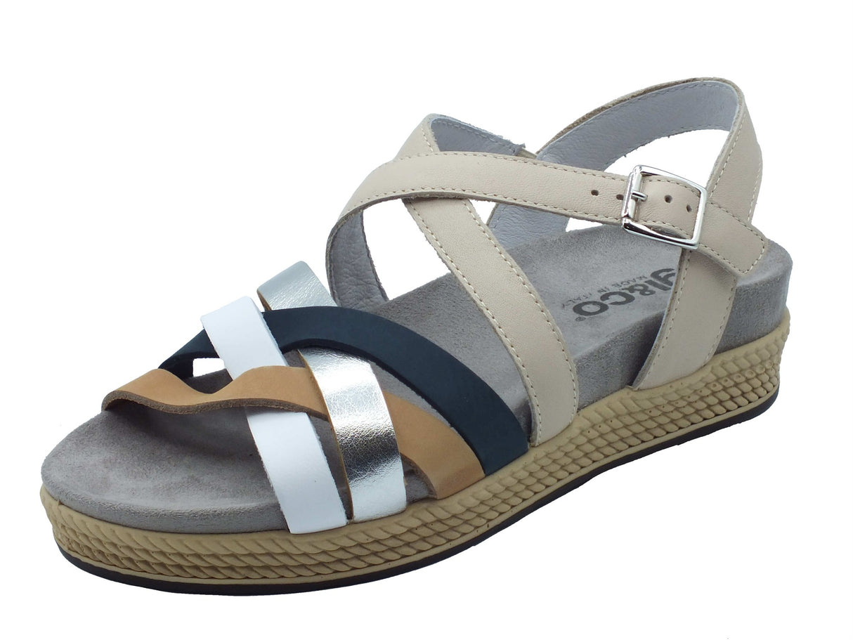 Igi&Co Igi&Co 7669911 Nappa Soft Naturale Sandali per Donna in pelle con zeppa bassa e fibietta Naturale