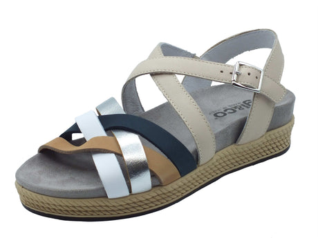 Igi&Co Igi&Co 7669911 Nappa Soft Naturale Sandali per Donna in pelle con zeppa bassa e fibietta Naturale