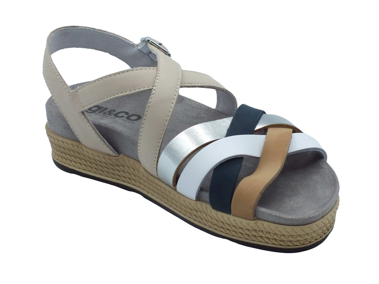 Igi&Co Igi&Co 7669911 Nappa Soft Naturale Sandali per Donna in pelle con zeppa bassa e fibietta Naturale