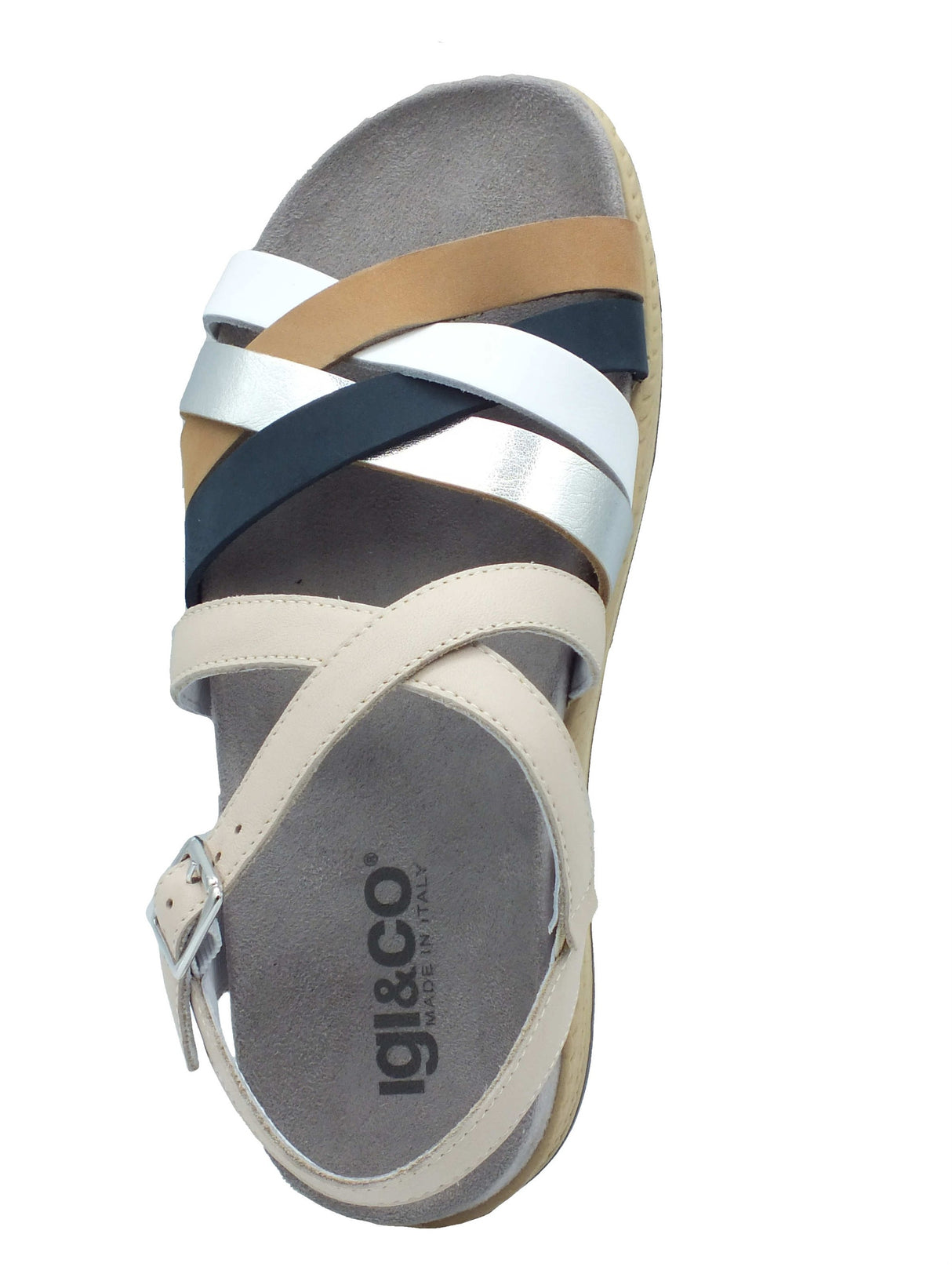 Igi&Co Igi&Co 7669911 Nappa Soft Naturale Sandali per Donna in pelle con zeppa bassa e fibietta Naturale