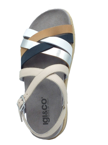 Igi&Co Igi&Co 7669911 Nappa Soft Naturale Sandali per Donna in pelle con zeppa bassa e fibietta Naturale