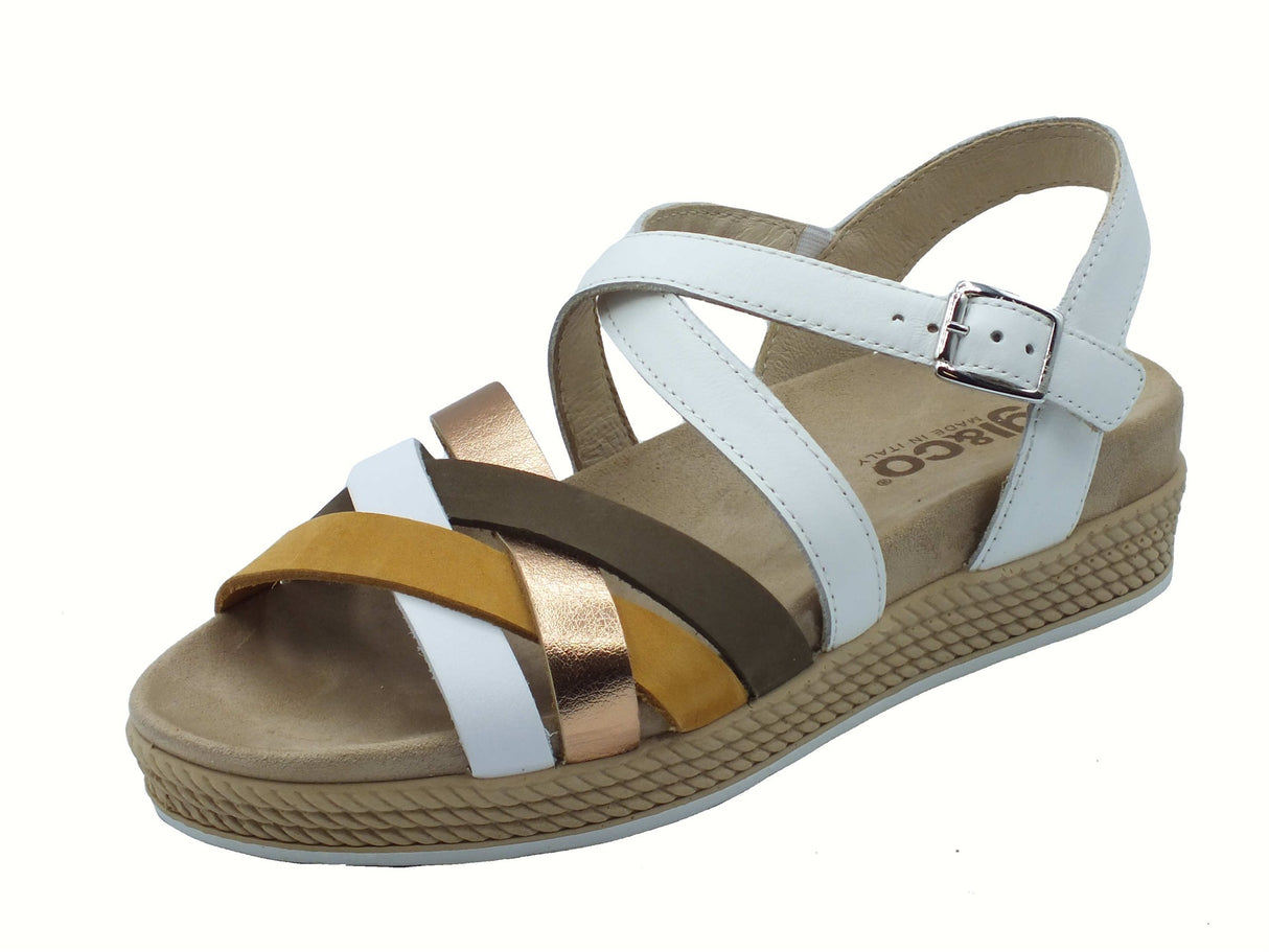 Igi&Co Igi&Co 7669922 Nappa Soft Bianco Sandali per Donna in pelle con zeppa bassa e fibietta Bianco